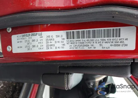 2015 Jeep Cherokee Limited z USA, uszkodzony, nr VIN 1C4PJMDS4FW544604